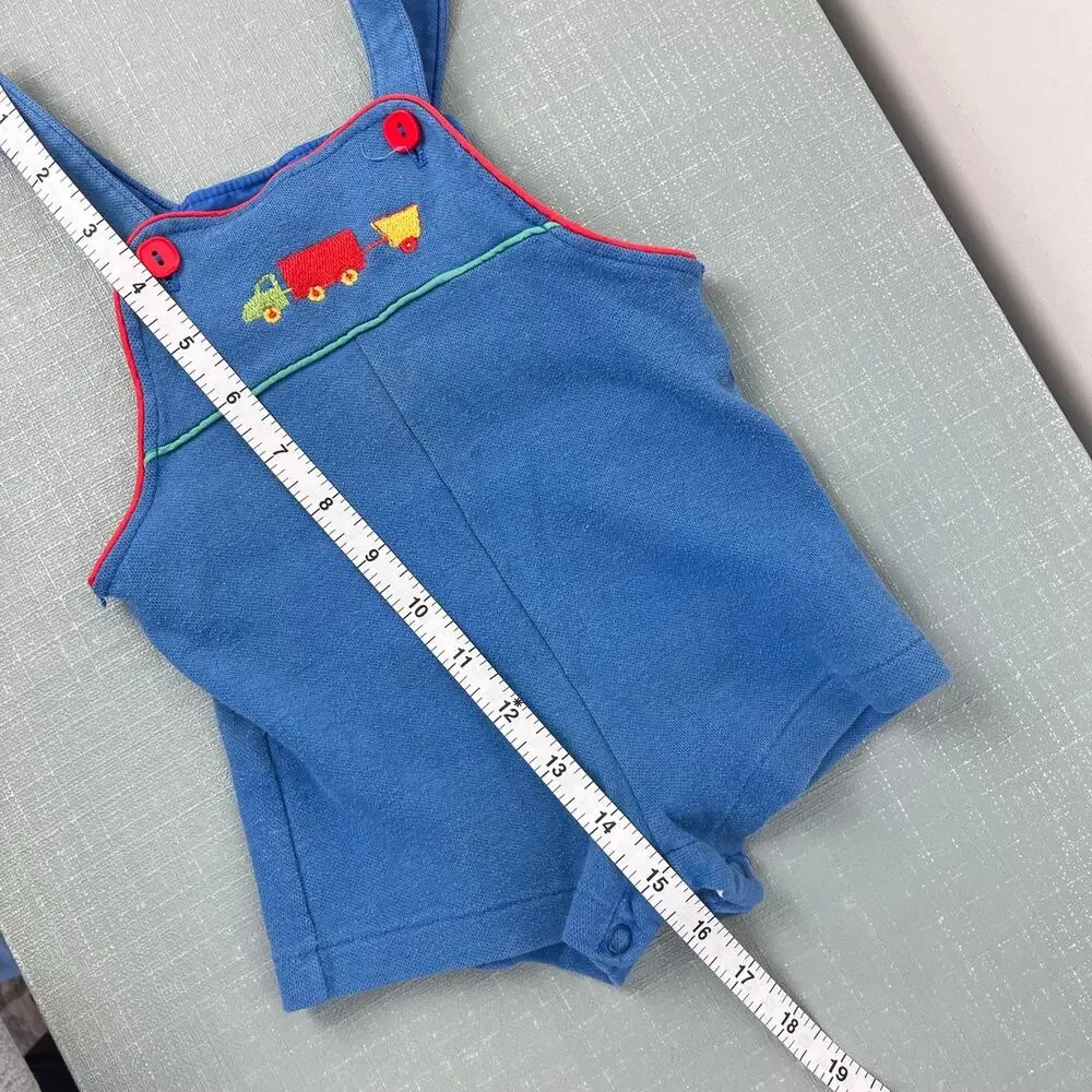 Vintage Carter's Blue Embroidered Truck Shortalls 24 Months USA